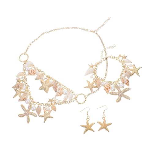 iplusmile Meeresschmuck Set Damen Anhänger Halskette Armband und Meerjungfrau Ohrstecker Leichtes Langlebiges Strand Schmuck Set für Sommer und Foto Requisiten von iplusmile
