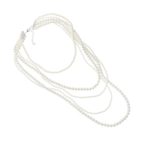 iplusmile Mehrschichtige Lange Halskette Damen Faux Perlen Glasperlen Pulloverkette Modeschmuck für Frauen Party Schmuck Accessoire Chic Stil von iplusmile