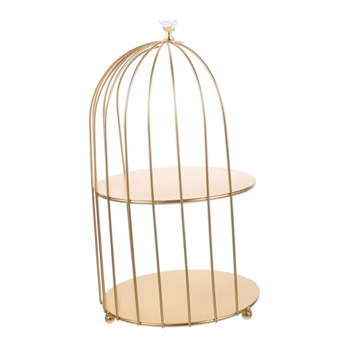 iplusmile Multifunktionales Kosmetikregal aus Zweistöckiger Make Up Organizer in Gold mit Perlendekor Geeignet für Lippenstifte Parfüms Hautpflegeprodukte Dessertdisplay Platzsparend für von iplusmile