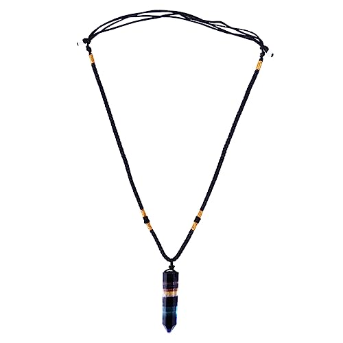 iplusmile Natürliche Kristallkette für Damen und Herren Verstellbare Farbige Fluorit Sechskant Anhänger Langlebige Schmuck Halskette Passend zu Pullovern und Shirts Vielseitig für Partys von iplusmile