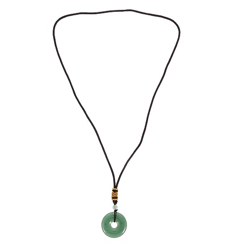 iplusmile Natürliche Steinanhänger Halskette Grün Dongling Schmuck für Damen und Herren Dekorativer Vintage Stil Handgefertigt Vielseitig Tragbar als Schmuck oder Deko Glatte Oberfläche von iplusmile