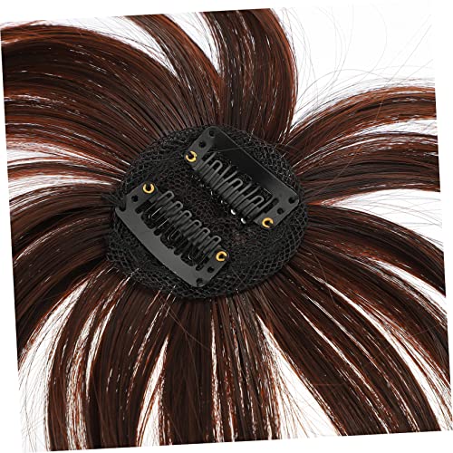 iplusmile Natürliches Haartopper Haarteil mit Clip Lange Gerade Frontfransen Unsichtbarer Haarersatz für Damen Tiefbraun Atmungsaktiv und Komfortabel Passt zu Allen Gesichtsformen von iplusmile