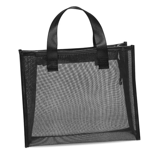 iplusmile Nylon Mesh Kosmetiktasche Damen Make Up Tasche mit Großer Kapazität Leicht Reißfest Transparentes Design Kompakt und Tragbar für Reise und Alltag Schwarz von iplusmile