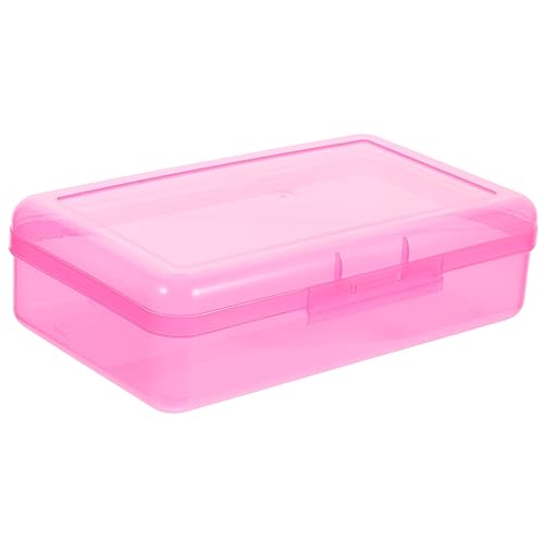 iplusmile Plastik Stiftebox Transparent Groß Kapazität Leicht Wiederverwendbar Pencil Case Organizer für Schüler Kunstbedarf Aufbewahrungsbox Rosa von iplusmile