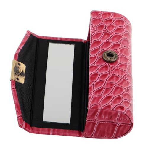 iplusmile Spiegelbox Aus Pu Für Einzelne Lippenstifte Mit Druckknopf Tragbarer Lippenstifthalter Aufbewahrungsbox Mit Spiegel Für Damen Schminketui Für Unterwegs von iplusmile