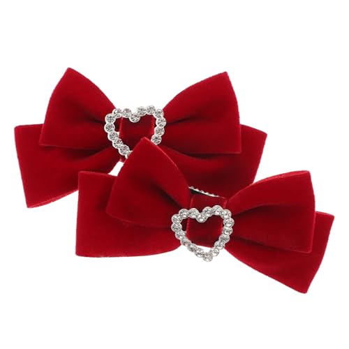 iplusmile Rote Velours Haarspangen mit Schleifen Design für Mädchen Rutschfeste Metall Clips zu Haaren Stilvolle Haarschmuck Accessoires für Alltag und Festtage von iplusmile
