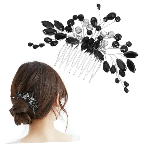 iplusmile Schwarzer Strass Haarkamm für Damen Eleganter Brautschmuck Funkelnder Seitenkamm Hochzeits Haarschmuck Modisches Accessoire für Hochzeit Party von iplusmile