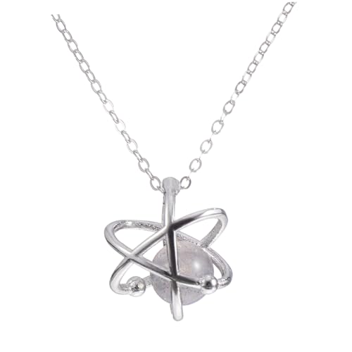 iplusmile Silberne Halskette Damen mit Planeten Anhänger Schlüsselbein Schmuck für Valentinstag Pullover Dekoration Eleganter Modeschmuck von iplusmile