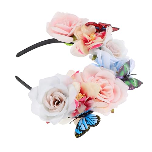 iplusmile Simulation Blumen Haarreif mit Schmetterling Realistischer Blütenkopfschmuck für Halloween Party und Cosplay Vielseitiger Boho Haarschmuck für Damen Gothic Accessoire von iplusmile
