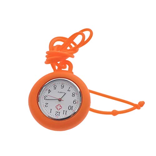 iplusmile Taschenuhr Armbanduhr Analogue Quarzuhr Ansteckuhr Krankenschwesternuhr Pflege FOB- Uhr mit Silikon Lanyard für Doktor Pfleger Abschluss Geschenk Orange von iplusmile