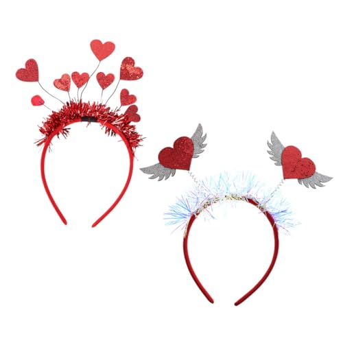 iplusmile Teiliges Love Heart Haarreifen Bunte Valentinstag Party Haarschmuck Leichtes Damen Haarband mit Herz Details und Flügel Modisches Stirnband für Kostüm und Festtagsanlässe von iplusmile
