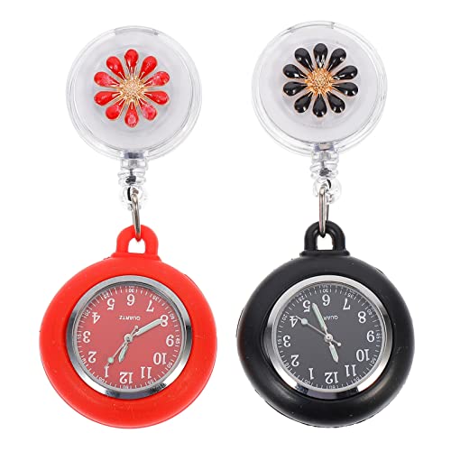 iplusmile Uhr Leuchtende Taschenuhr Schwesternuhr Ausziehbar Silikon Ansteckuhr Quarzwerk Pflegeuhr Krankenschwesteruhr Pflege Pulsuhr Damen Kinder M?dchen Geschenk 2 Stücke von iplusmile