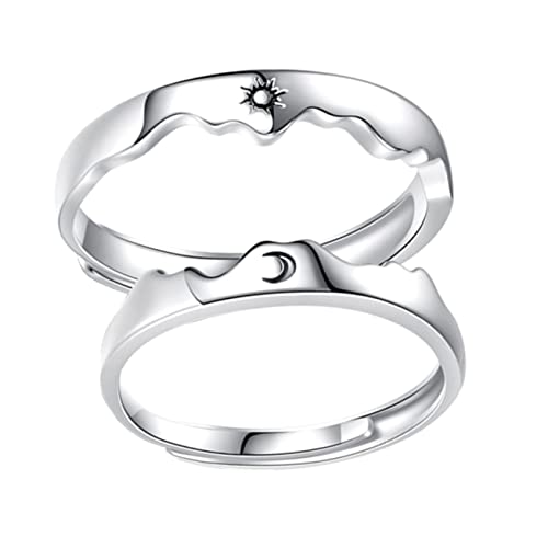 iplusmile Verstellbare Sun Moon Ringe Offene Gravierte Unisex Partner Ringe für Elegantes für Freundin und Freund Stilvoll und Modern Symbol für Verbundenheit von iplusmile