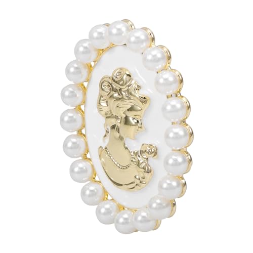 iplusmile Vintage Barock Brosche Damen Perlen Anstecknadel mit Filigranem Damenkopf Design Legierungsmaterial Modisches Accessoire für Hochzeiten Partys und Outfits von iplusmile