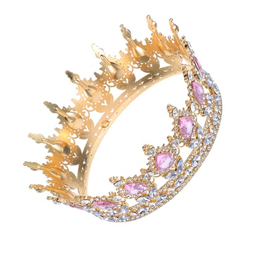 iplusmile Vintage Brautkrone mit Funkelnden Strasssteinen Goldfarbener Basis Eleganter Haarschmuck für Hochzeit Party und Festliche Anlässe Leichter Flexibler Damen Diadem Langlebig und von iplusmile