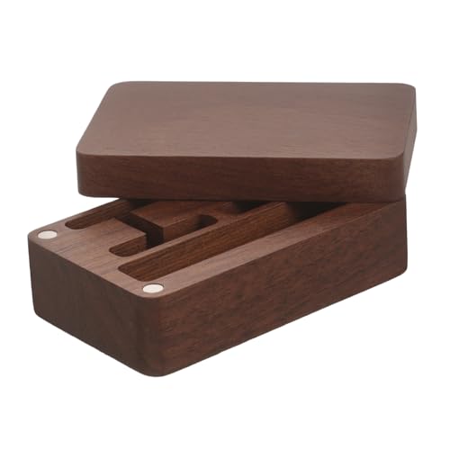 iplusmile Walnuss Holz Manschettenknopf Aufbewahrungsbox Klein Robuste Schmuck Geschenkbox für Herren Cufflinks und Krawattenklammer Edle Geschenkverpackung mit Feiner Verarbeitung und von iplusmile