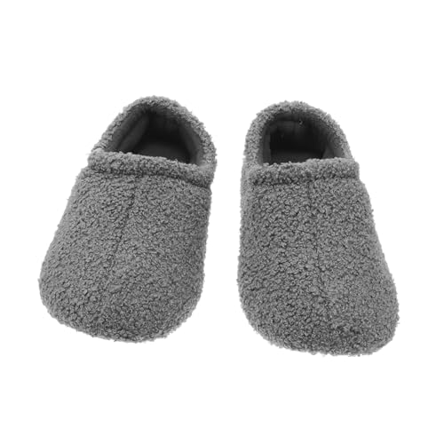 iplusmile Warme Hausschuhe Herren Damen mit Plüsch Memory Foam Geschlossener Ferse und Weichem Fleecefutter Rutschfest und Kuschelig für Kaltes Wetter Graue Indoor Slipper von iplusmile