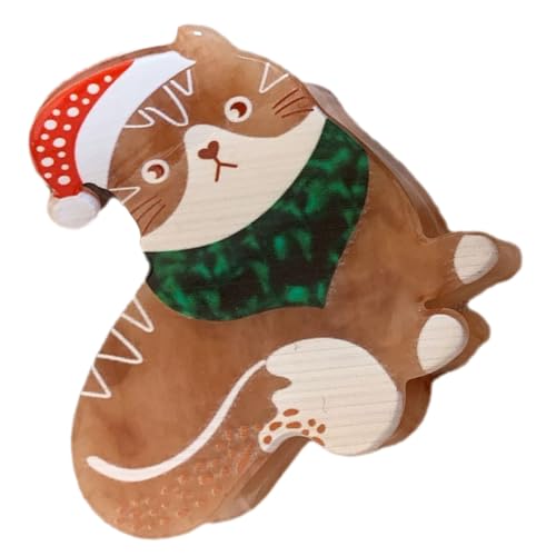 iplusmile Weihnachtlicher Katzen Haarclip aus Acetat Dekorativer Barrette Vielseitig Tragbar Festlicher Haarschmuck für Damen für Weihnachtsfeiern und Festliche Outfits von iplusmile