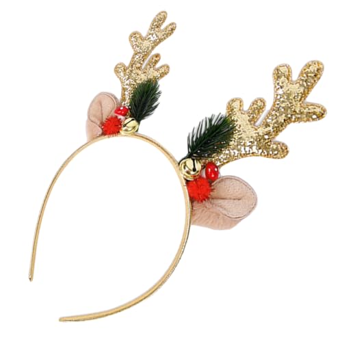 iplusmile Weihnachtliches Rentier Haarreif Geweih Stirnband mit Glitzer und Glocken Leichter Kopfschmuck für Festliche Xmas Partys und Weihnachtsfeiern Design für Damen und Familien von iplusmile
