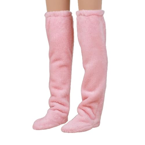 Kompakte Kniehohe Socken, 1 Paar Flauschige Overknee-Socken, Flauschige Overknee-Socken, Hohe Plüschstrümpfe, Flauschige Lange Beinstulpen, Weiche Oberschenkelhohe Socken, Flauschige Schlafsocken Für von irawo