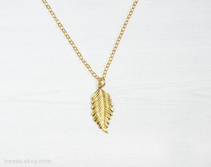 Gold Feder Halskette, Alltag Zarte Kette Gold Filled Schmuck, Zierliche Anhänger von irenau