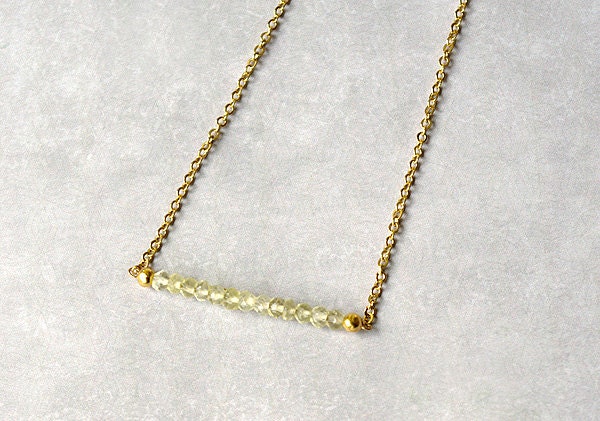 Zitronenquarz Bar Halskette, Schlichte Gold Quarz Kurze Edelstein Perlen Brautjungfern Halskette von irenau