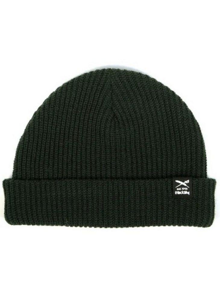 iriedaily Beanie - Gerippte Strickmütze in Nightforest mit flacher Passform von iriedaily