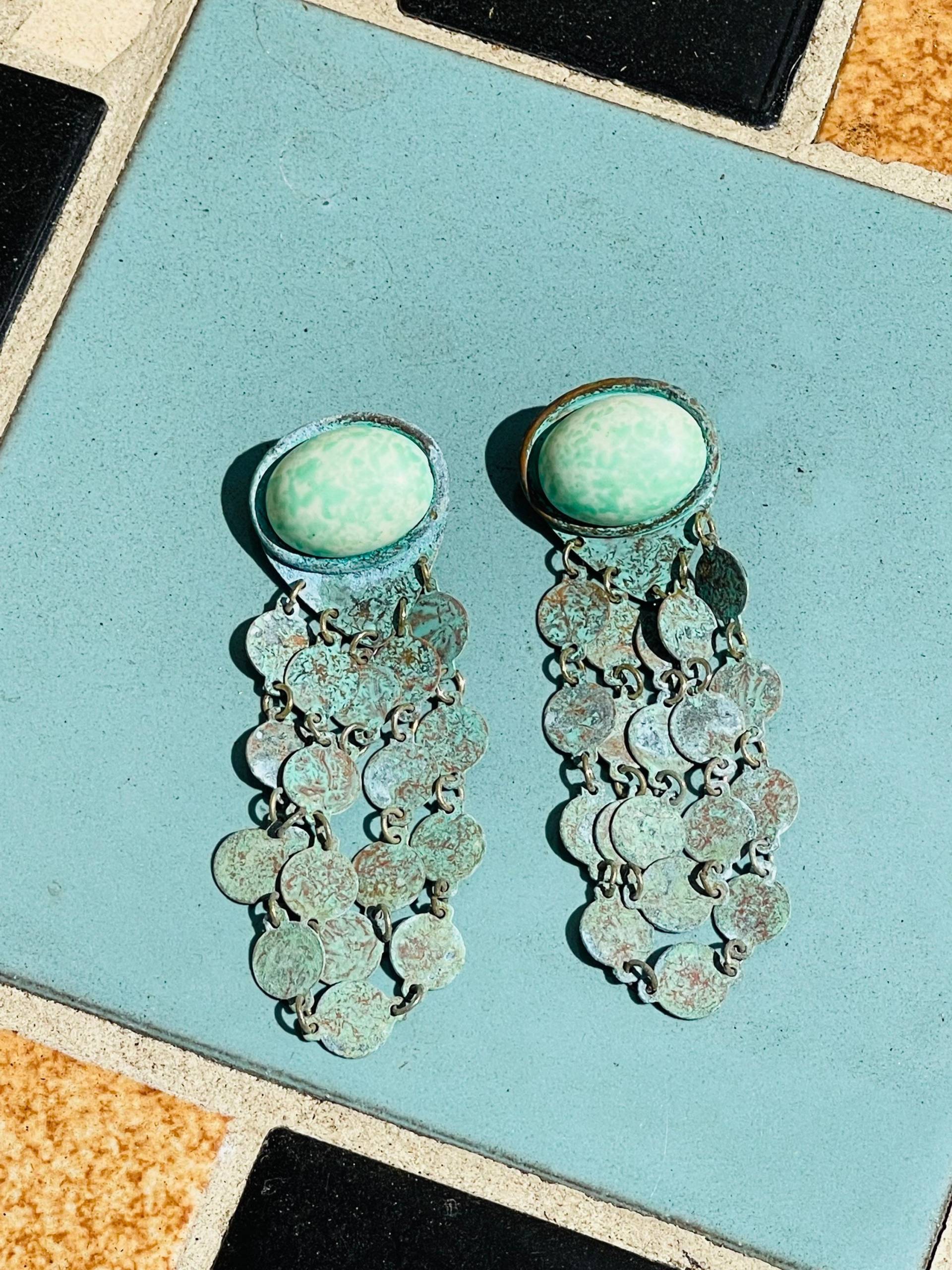 Patina Kupfer Wasserfall Ohrringe Vintage Türkis Cabochon Baumeln Tropfen Für Durchbohrte Ohren Patina Kupfer Wasserfall Ohrringe Vintage Türkis Cabochon Baumeln Tropfen Für Durchbohrte Ohren von irievibe420