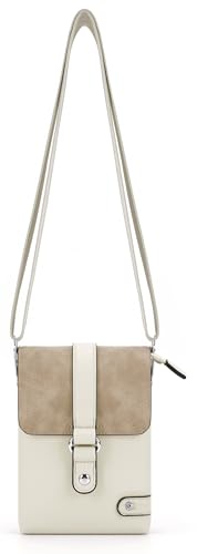 irisaa Crossbody Umhängetasche Damen, Handytasche mit Verstellbarem Gurt, Kleine Schultertasche mit 2 Schulterriemen, DKB Farbe:Beige von irisaa