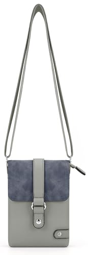 irisaa Crossbody Umhängetasche Damen, Handytasche mit Verstellbarem Gurt, Kleine Schultertasche mit 2 Schulterriemen, DKB Farbe:Grau von irisaa