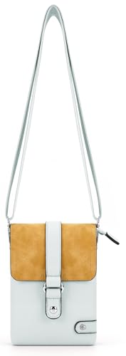 irisaa Crossbody Umhängetasche Damen, Handytasche mit Verstellbarem Gurt, Kleine Schultertasche mit 2 Schulterriemen, DKB Farbe:Hell Blau von irisaa