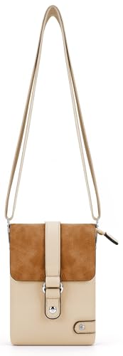 irisaa Crossbody Umhängetasche Damen, Handytasche mit Verstellbarem Gurt, Kleine Schultertasche mit 2 Schulterriemen, DKB Farbe:Khaki von irisaa