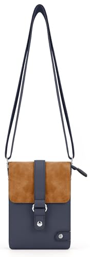 irisaa Crossbody Umhängetasche Damen, Handytasche mit Verstellbarem Gurt, Kleine Schultertasche mit 2 Schulterriemen, DKB Farbe:Navy von irisaa
