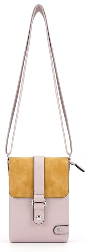irisaa Crossbody Umhängetasche Damen, Handytasche mit Verstellbarem Gurt, Kleine Schultertasche mit 2 Schulterriemen, DKB Farbe:Pink von irisaa