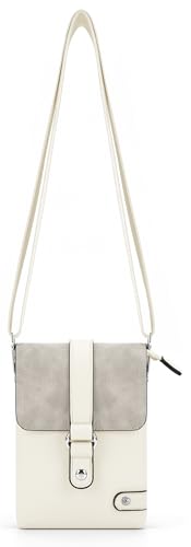 irisaa Crossbody Umhängetasche Damen, Handytasche mit Verstellbarem Gurt, Kleine Schultertasche mit 2 Schulterriemen, DKB Farbe:Weiß von irisaa
