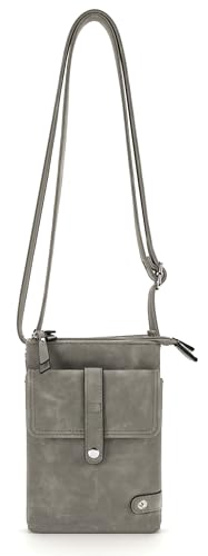 irisaa Crossbody Umhängetasche Damen mit 2 Schulterriemen, Handytasche mit Verstellbarem Gurt, Kleine Schultertasche mit Reißverschluss, DKB Farbe:Grau von irisaa