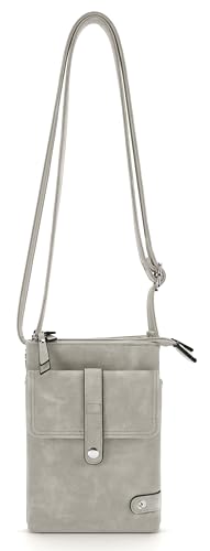 irisaa Crossbody Umhängetasche Damen mit 2 Schulterriemen, Handytasche mit Verstellbarem Gurt, Kleine Schultertasche mit Reißverschluss, DKB Farbe:Hell Grau von irisaa