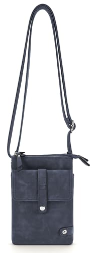 irisaa Crossbody Umhängetasche Damen mit 2 Schulterriemen, Handytasche mit Verstellbarem Gurt, Kleine Schultertasche mit Reißverschluss, DKB Farbe:Navy von irisaa