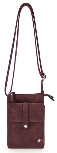 irisaa Crossbody Umhängetasche Damen mit 2 Schulterriemen, Handytasche mit Verstellbarem Gurt, Kleine Schultertasche mit Reißverschluss, DKB Farbe:Weinrot von irisaa