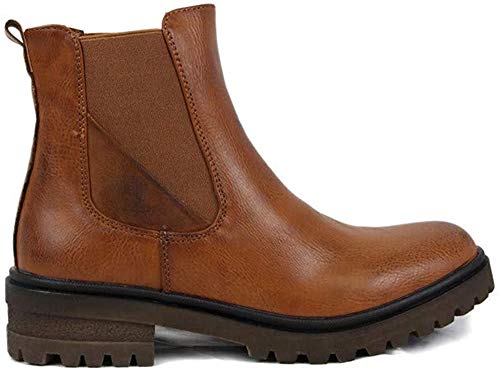 irisaa Damen Chelsea Boots Kurze Stiefeletten mit Blockabsatz, Größe Normal:38, Winterschuhe Farbe 2019:Camel von irisaa