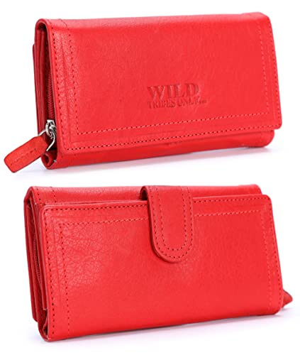 irisaa Damen Leder Wild Geldbörse, Portemonnaie Lang Geldbeutel,RFID Schutz 21 Kartenfächer, Brieftasche Groß, Vintage Design Used Look, Damen Tasche:weich Rot irisaa Damen Leder Wild Geldbörse, Portemonnaie Lang Geldbeutel,RFID Schutz 21 Kartenfächer, Brieftasche Groß, Vintage Design Used Look, Damen Tasche:weich Rot von irisaa