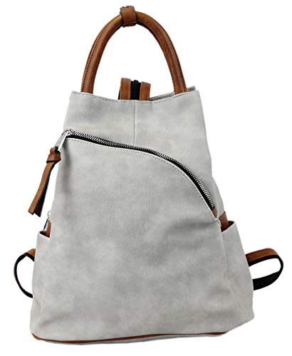 irisaa Damen Rucksack Daypack Tasche Umhänge Tasche Schulrucksack Schultertasche für Frauen und Mädchen, Damen Tasche:Grau von irisaa