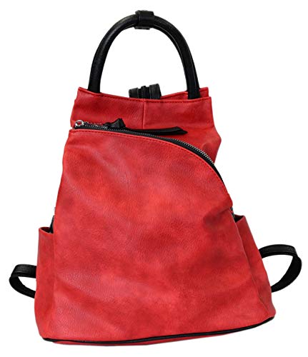 irisaa Damen Rucksack Daypack Tasche Umhänge Tasche Schulrucksack Schultertasche für Frauen und Mädchen, Damen Tasche:Rot von irisaa