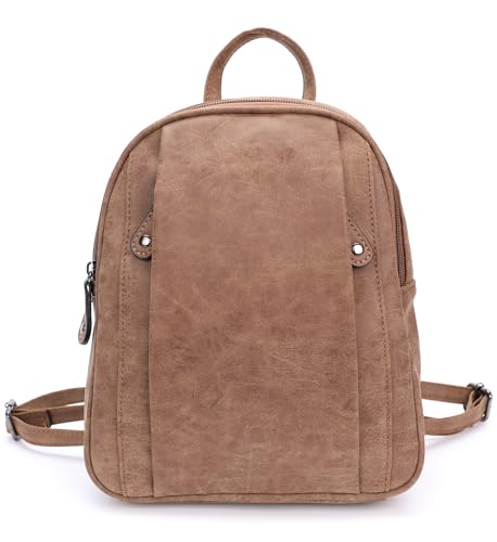 irisaa Damen Rucksack Klein, Daypack Tasche Rucksackhandtaschen mini Schultertasche für Frauen und Mädchen, DKB Farbe:Braun von irisaa