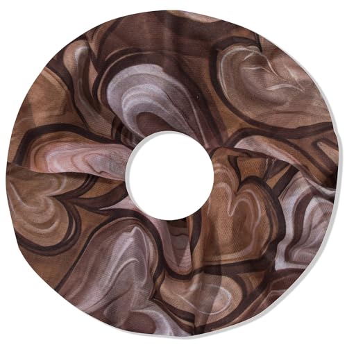 irisaa Damen Schal, Loop Schlauchschal leichter mit Herz Muster, Halstuch Rundschal Loopschal für Frühling Herbst Ganzjährig, Schals Farbe 2019:Braun von irisaa