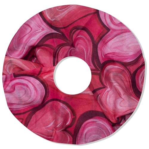 irisaa Damen Schal, Loop Schlauchschal leichter mit Herz Muster, Halstuch Rundschal Loopschal für Frühling Herbst Ganzjährig, Schals Farbe 2019:Fuchsia von irisaa