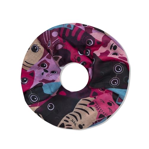 irisaa Damen Schal, Loop Schlauchschal leichter mit Katzen Muster, Halstuch Rundschal Loopschal für Frühling Herbst Ganzjährig, Schals Farbe 2019:Pink von irisaa