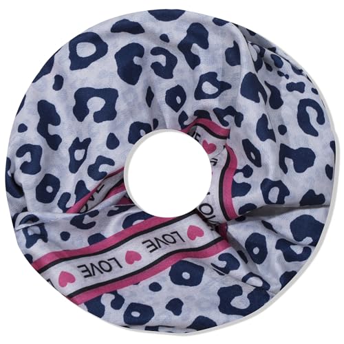 irisaa Damen Schal, Loop Schlauchschal leichter mit modischen Prints LOVE, Halstuch Rundschal Loopschal für Frühling Herbst Ganzjährig, Schal Farben 2020:Blau von irisaa