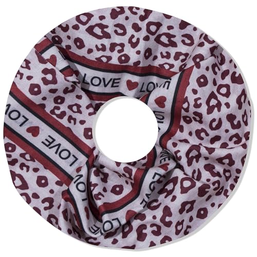 irisaa Damen Schal, Loop Schlauchschal leichter mit modischen Prints LOVE, Halstuch Rundschal Loopschal für Frühling Herbst Ganzjährig, Schal Farben 2020:Rot von irisaa