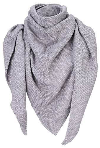 irisaa Damen Schal, weich Strickschal Dreieck, Deckenschal Herbst Winter Halstuch für Frauen und Mädchen, Lang dreieckstuch 195 * 80cm, Schal Farben 2020:Grau von irisaa